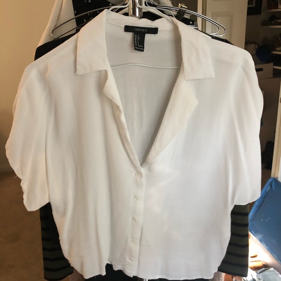 Forever 21 Tops - F21 white button down cropped small Forever 21 Tops - F21 white button down cropped small